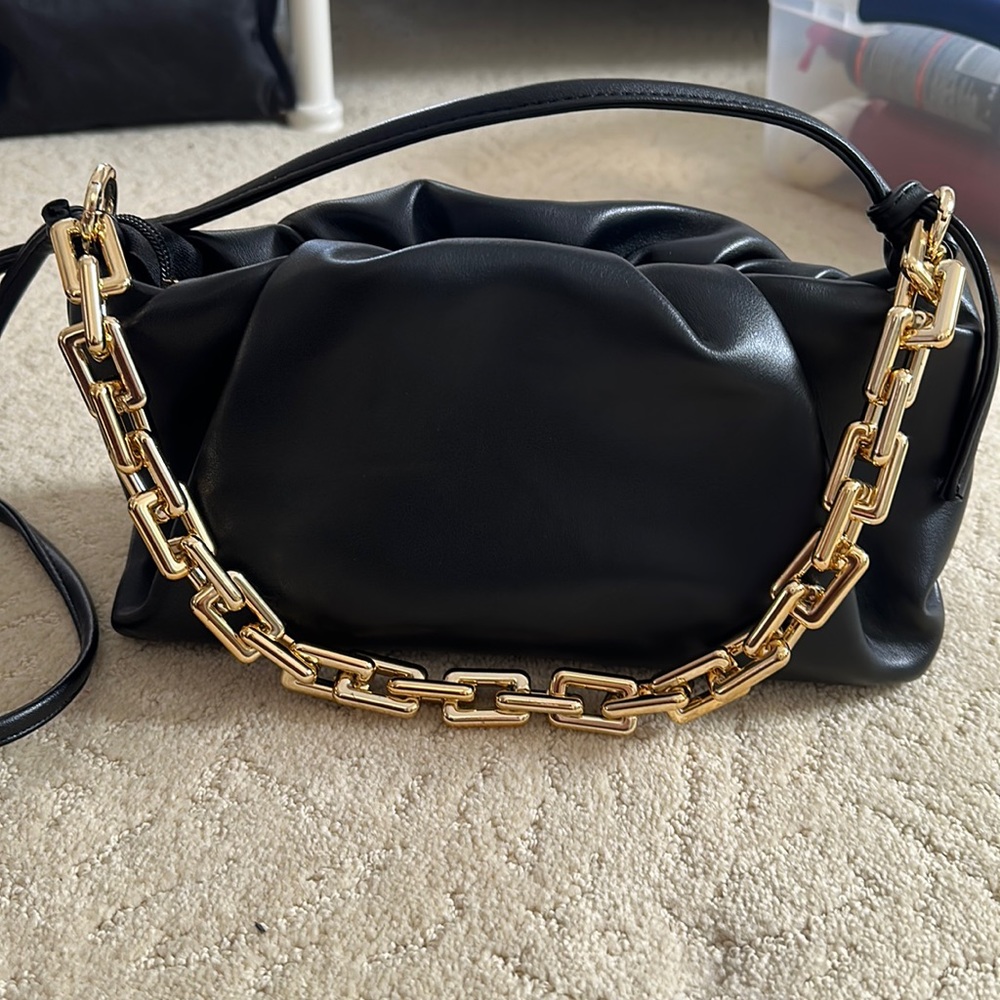 Black Faux Leather Bag BNWO